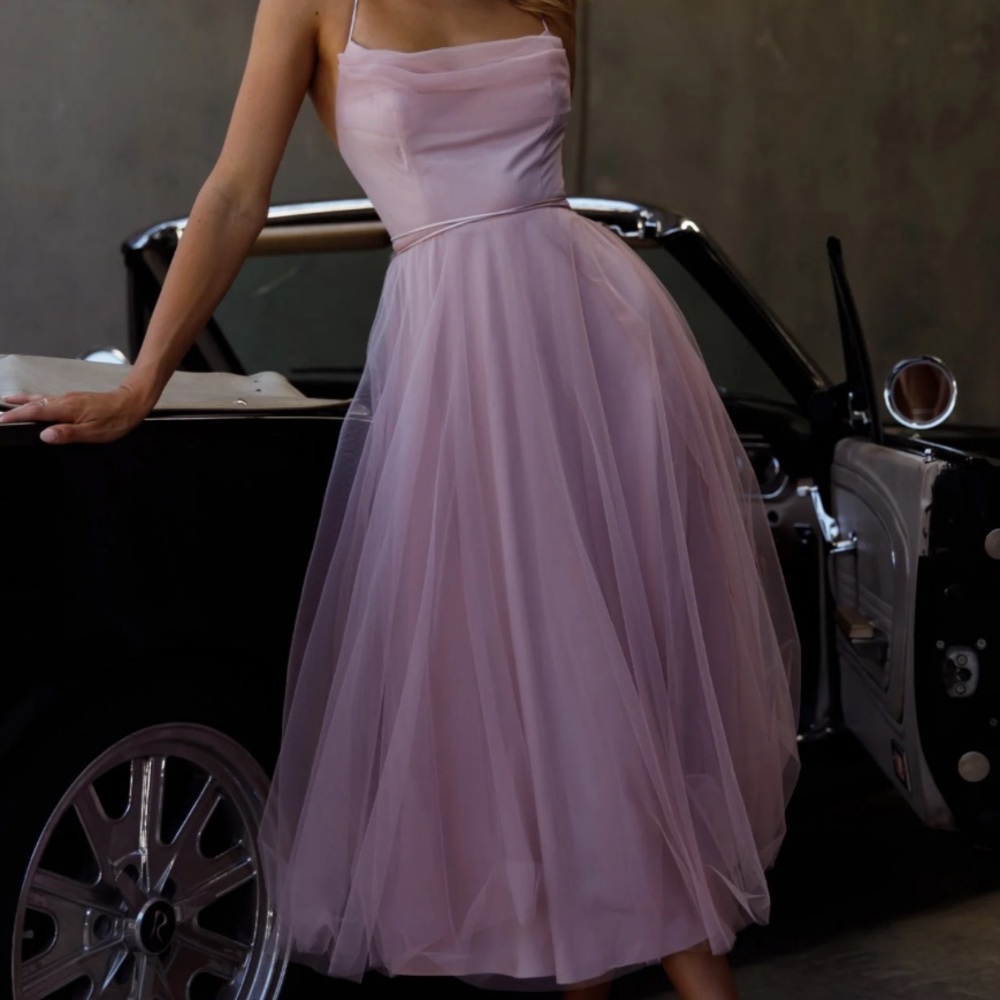 Selfie Leslie Dusty Pink Tulle Midi Dress